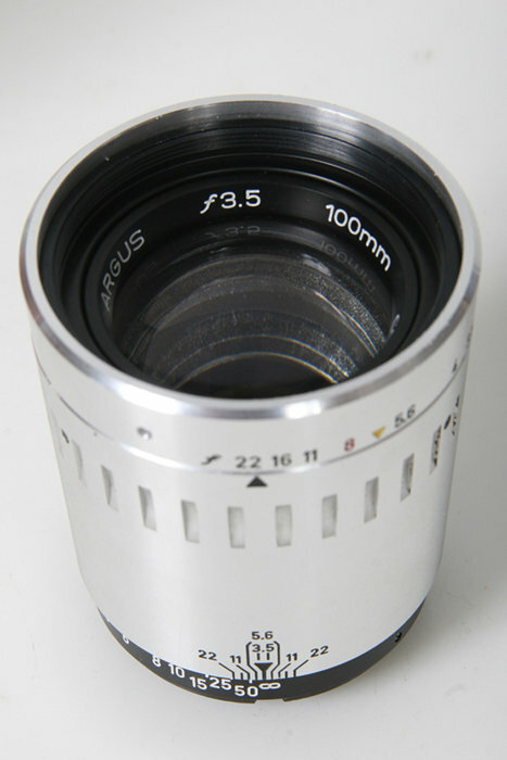 Argus Cintagon 100mm f3.5 lens for Argus C44 camera by Steinheil german, clean