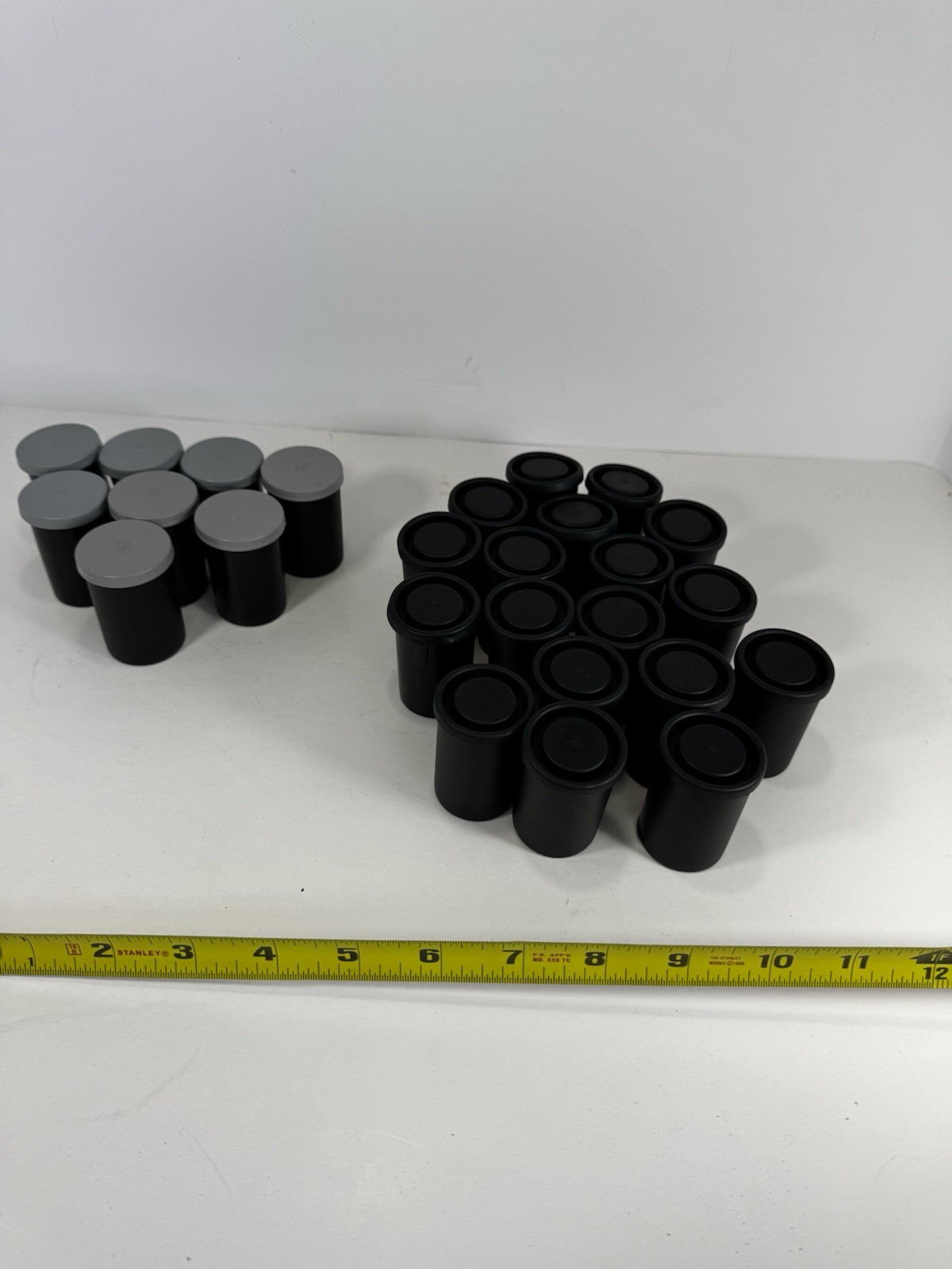 Lot of 26 35mm Film Canisters w/ Lids – Black & Gray – Storage Containers