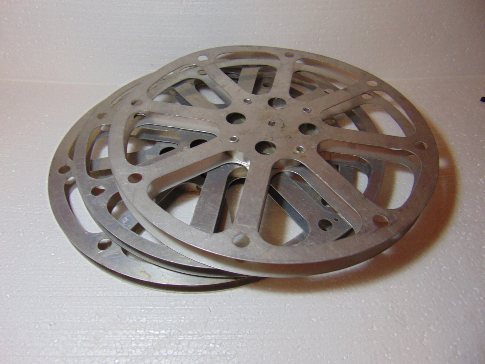 3pc BIG Empty 16mm Aluminum Metal Film Reel 16″ 2000ft Movie Take Up 2000′ 600m