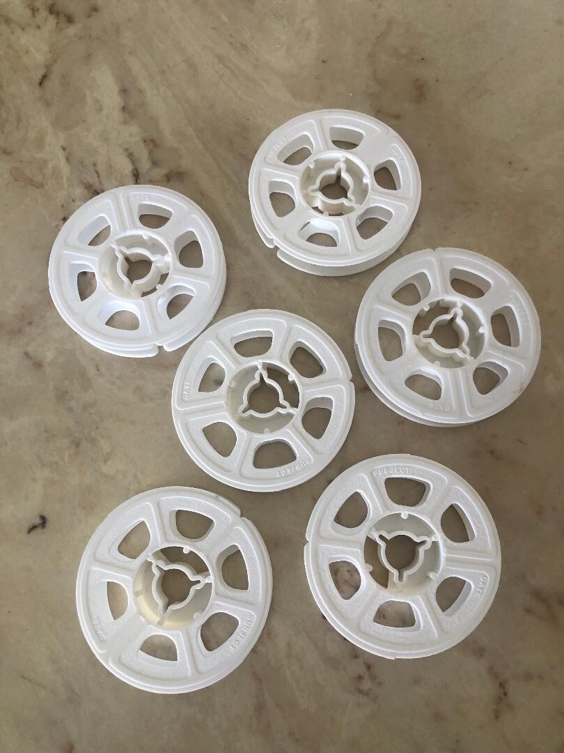 SUPER-8 50 ft. White Plastic Movie Film Reels 6-Reel Pack Super 8mm