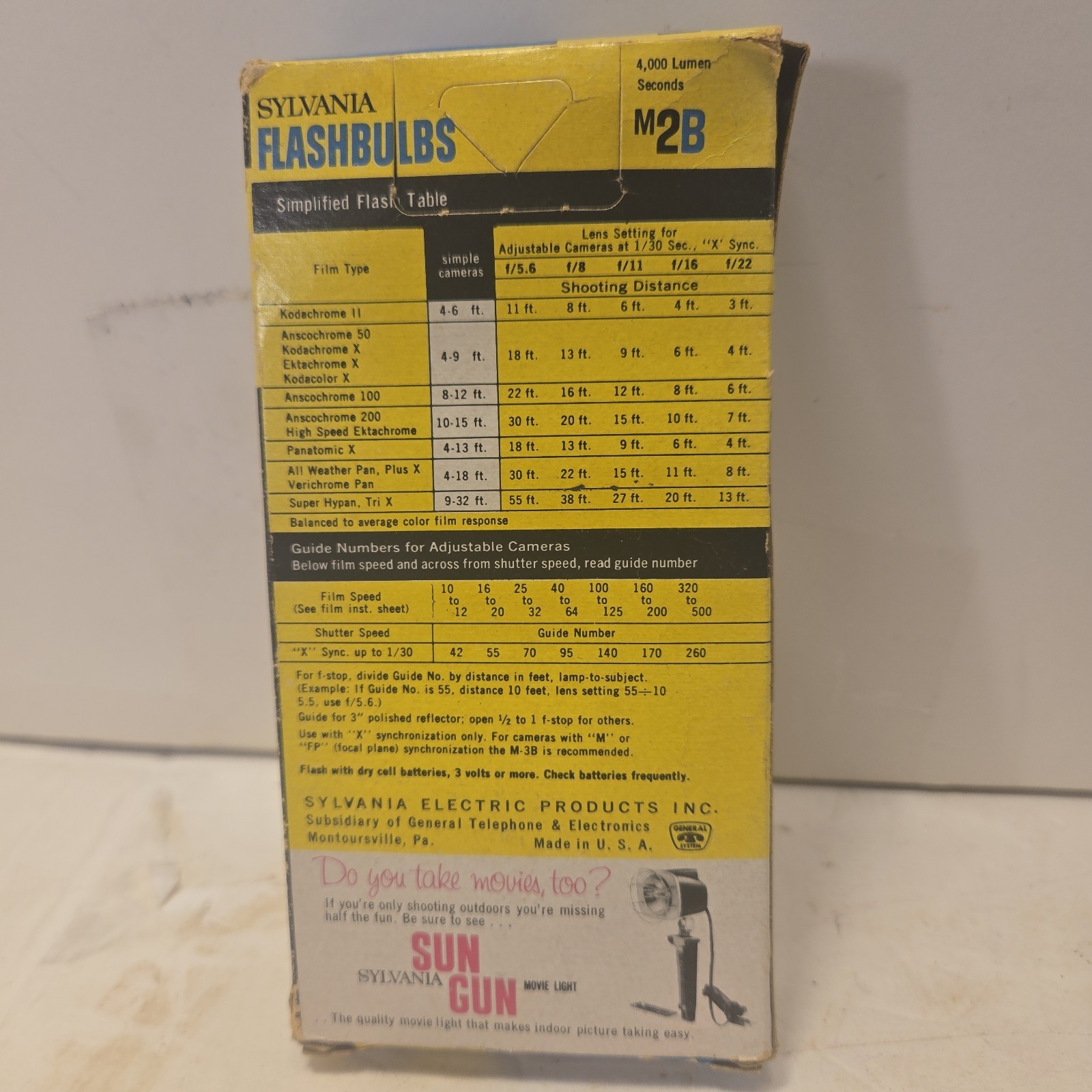 VINTAGE Sylvania Blue Dot Flashbulbs M2B, Box of 11 Flash Camera Bulbs