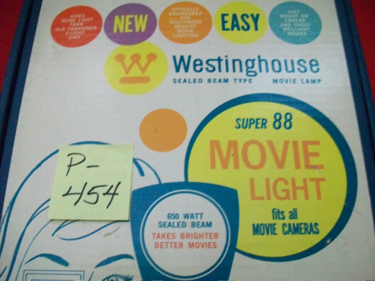 VINTAGE COLLECTIBLE WESTINGHOUSE 650 WATT SEALED BEAM SUPER 88 MOVIE LIGHT WORKS