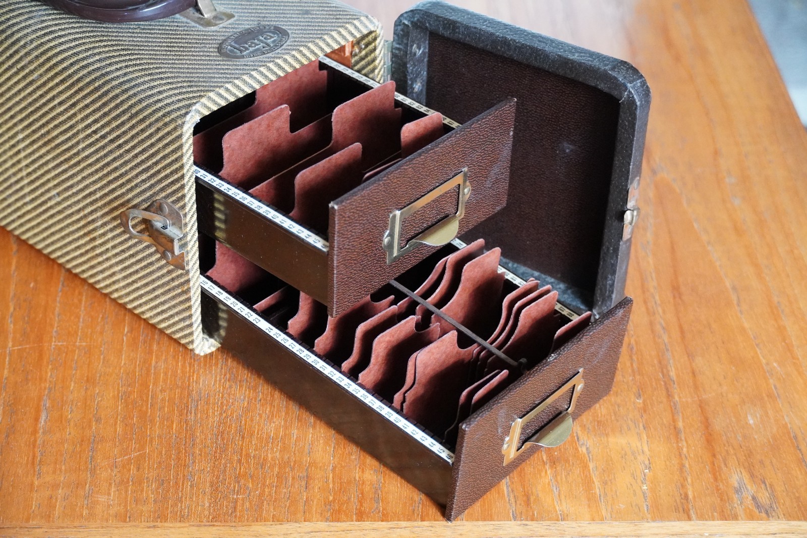 1950’s Barnett & Jaffe Baja Hard Shell Two Drawer Photo Slide Storage Case