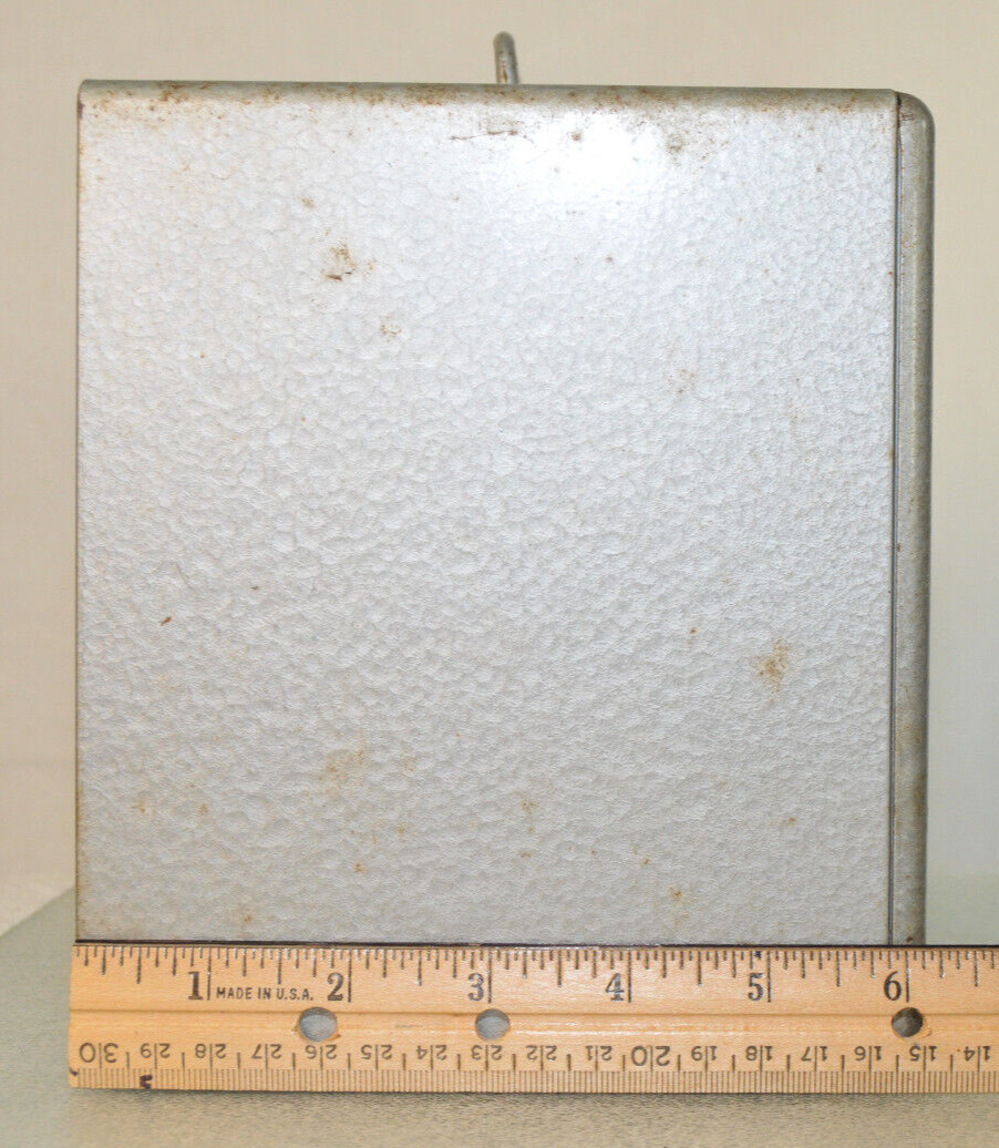 BRUMBERGER 12 Film Reel Canister Metal Storage Box Circa 1950s UNIQUE DISPENSER