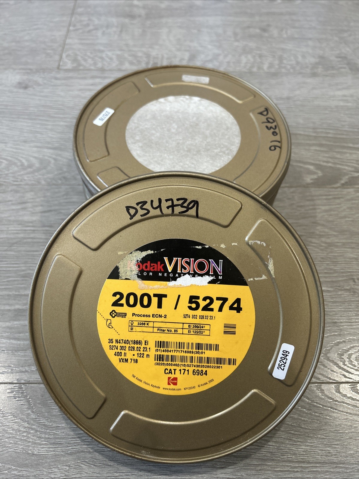 3 Empty Kodak 400ft•122m 35mm 200T/5274 Film Canisters – CANISTERS ONLY