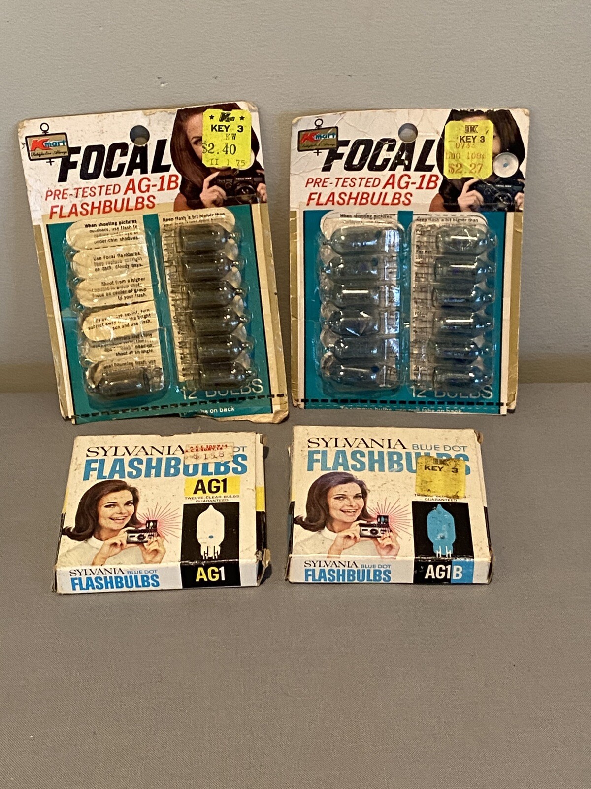 Vintage Sylvania Kmart Flashbulbs Blue Dot AG1B Lot of 4 Boxes 41 bulbs