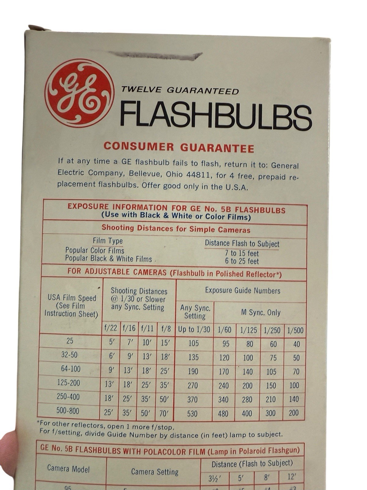 Vintage GE 12 Guaranteed Flashbulbs 5B Blue NOS Full
