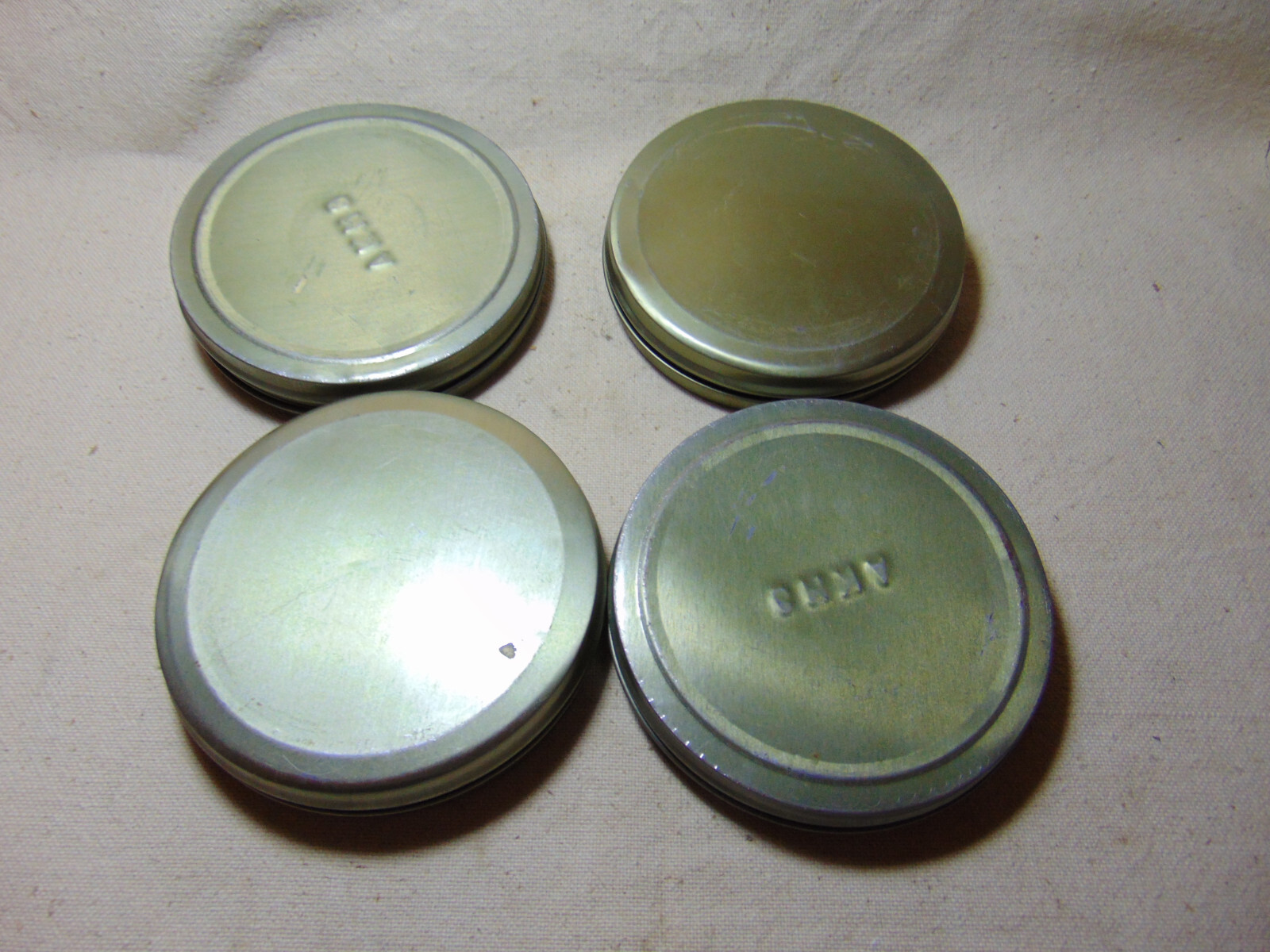 4pc Lacquered empty 16mm Metal film can 5″ 200ft cinema movie storage tin case