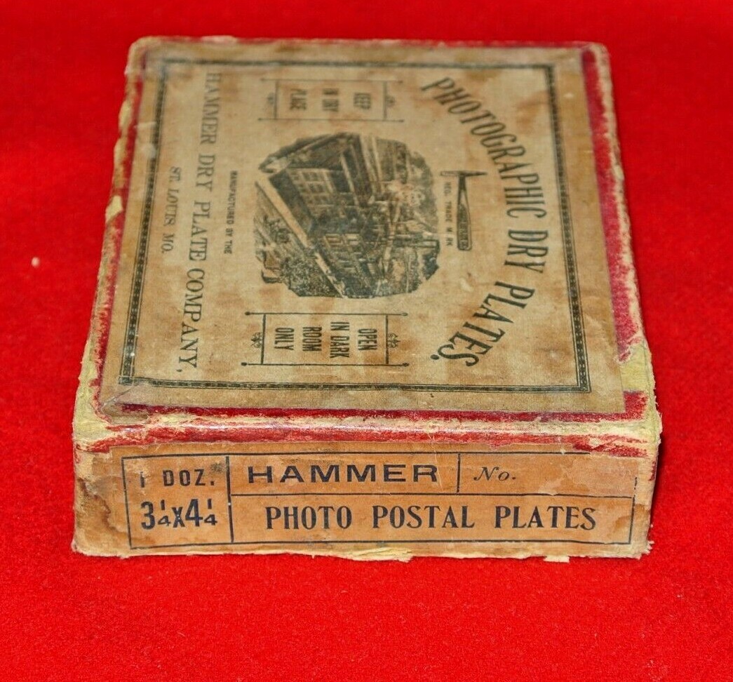 Vintage Hammer St Louis Mo Photographic Dry Plates 1 DOZ 12- 3 1/4 x 4 1/4