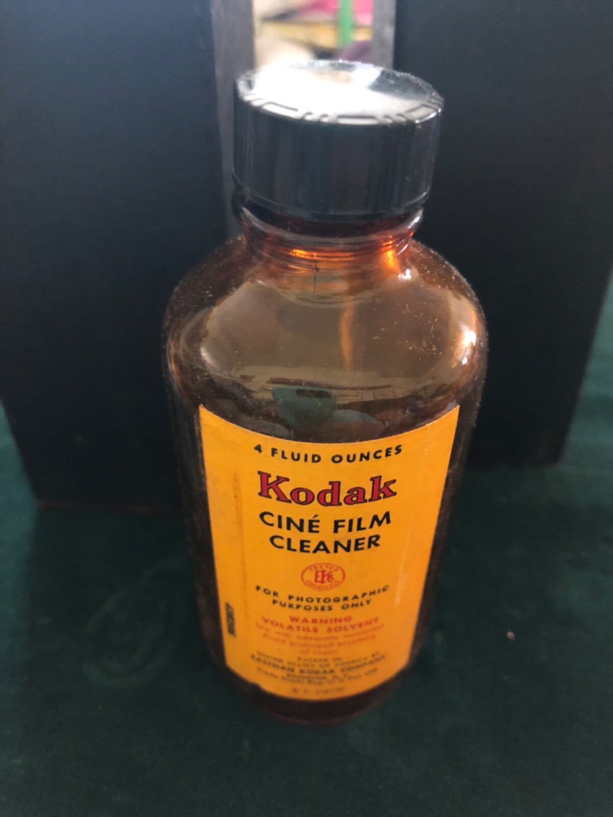 Vintage KODAK Cine Film Cleaner, Bottle,Box Holder, Instructions