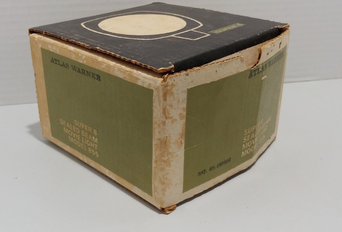 Vintage Atlas Warner Super 8 Movie Light W/Box Light Works Model 855 Sealed Beam