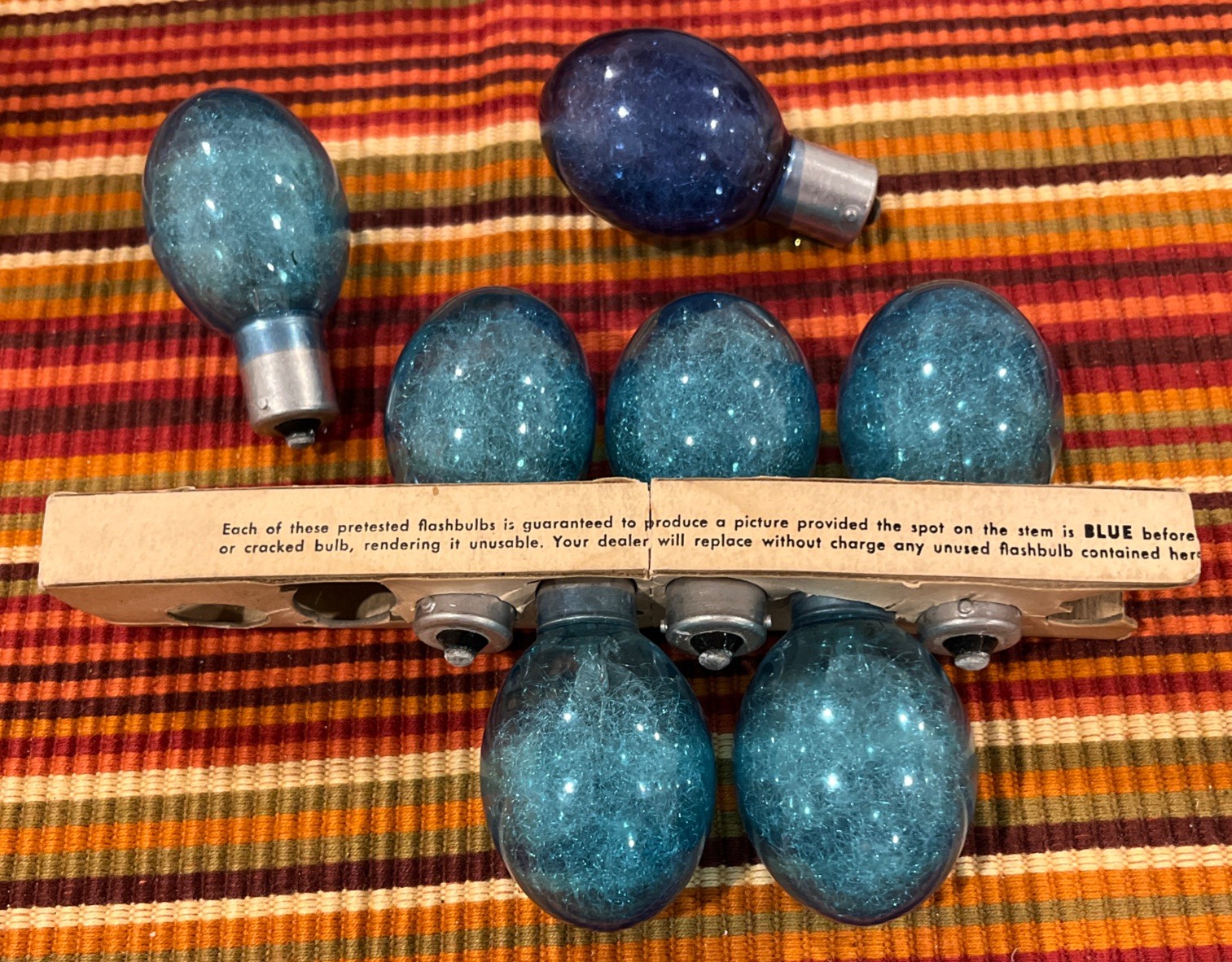 Vintage Lot of 7 Round Flash Bulbs for Camera Blue Bulbs