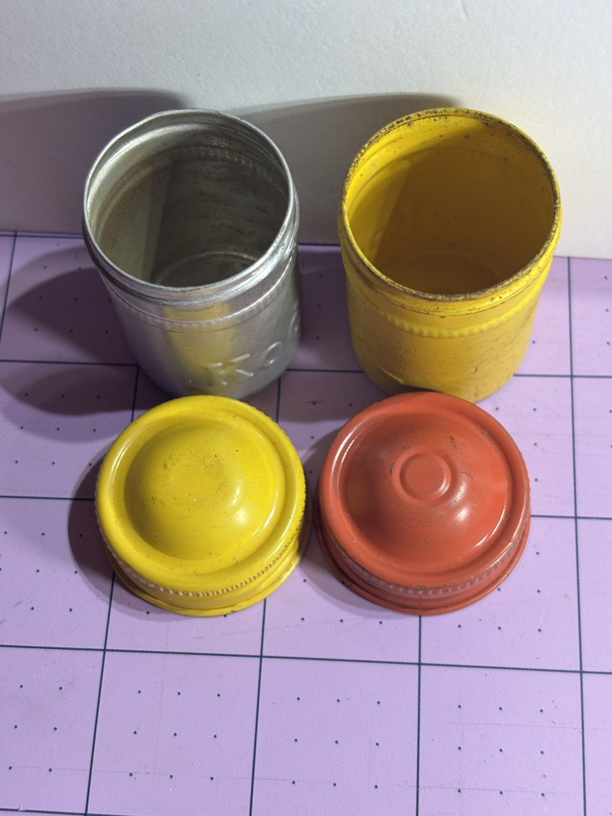 Two Vintage EASTMAN KODAK COMPANY Metal 2” 35mm Film Canister Container