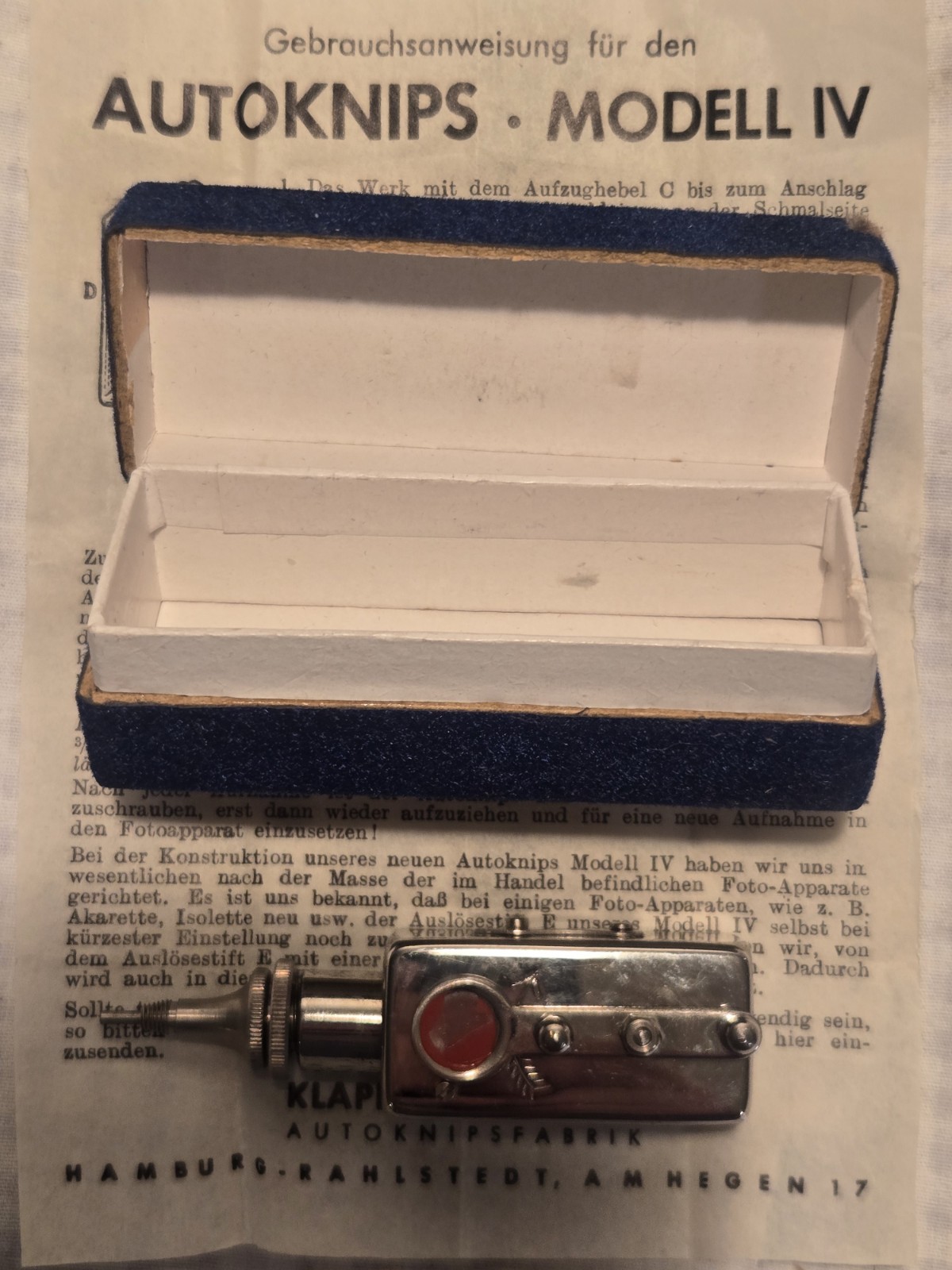 Vintage Autoknips Modell IV Camera Self Timer w Box Instructions Germany