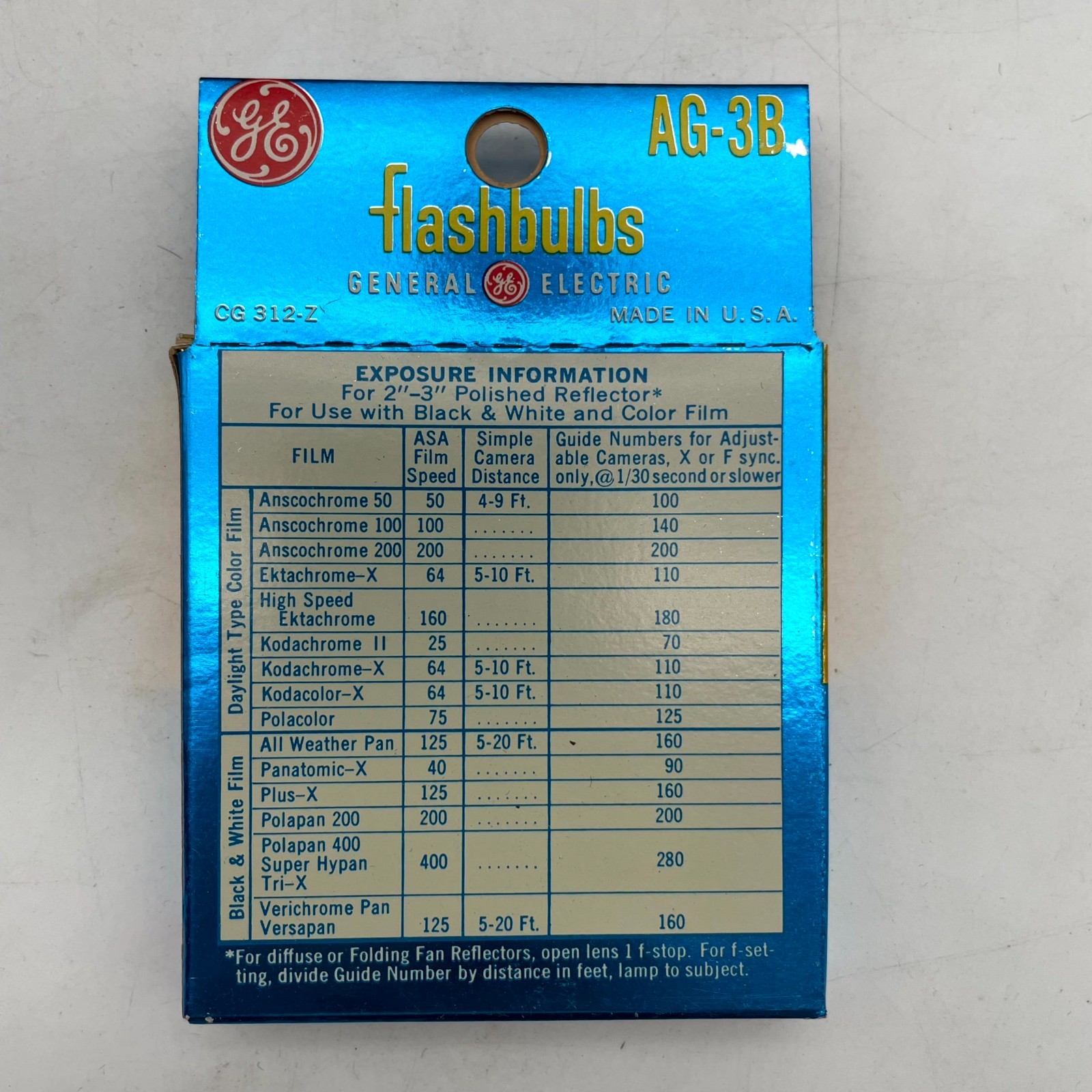 Lot of 12 General Electric AG-3B Super Blue Flash Bulbs for Film Photography