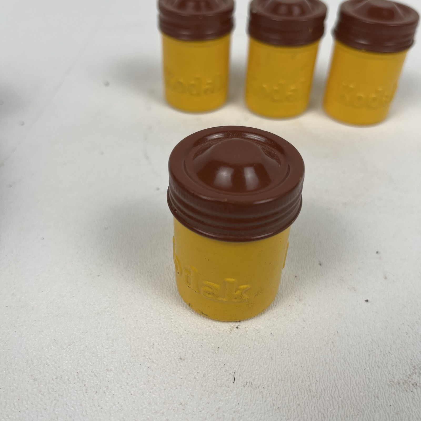 Lot Of 4 Vintage Kodak 35mm Aluminum Film Canister Screw Lid Yellow Brown