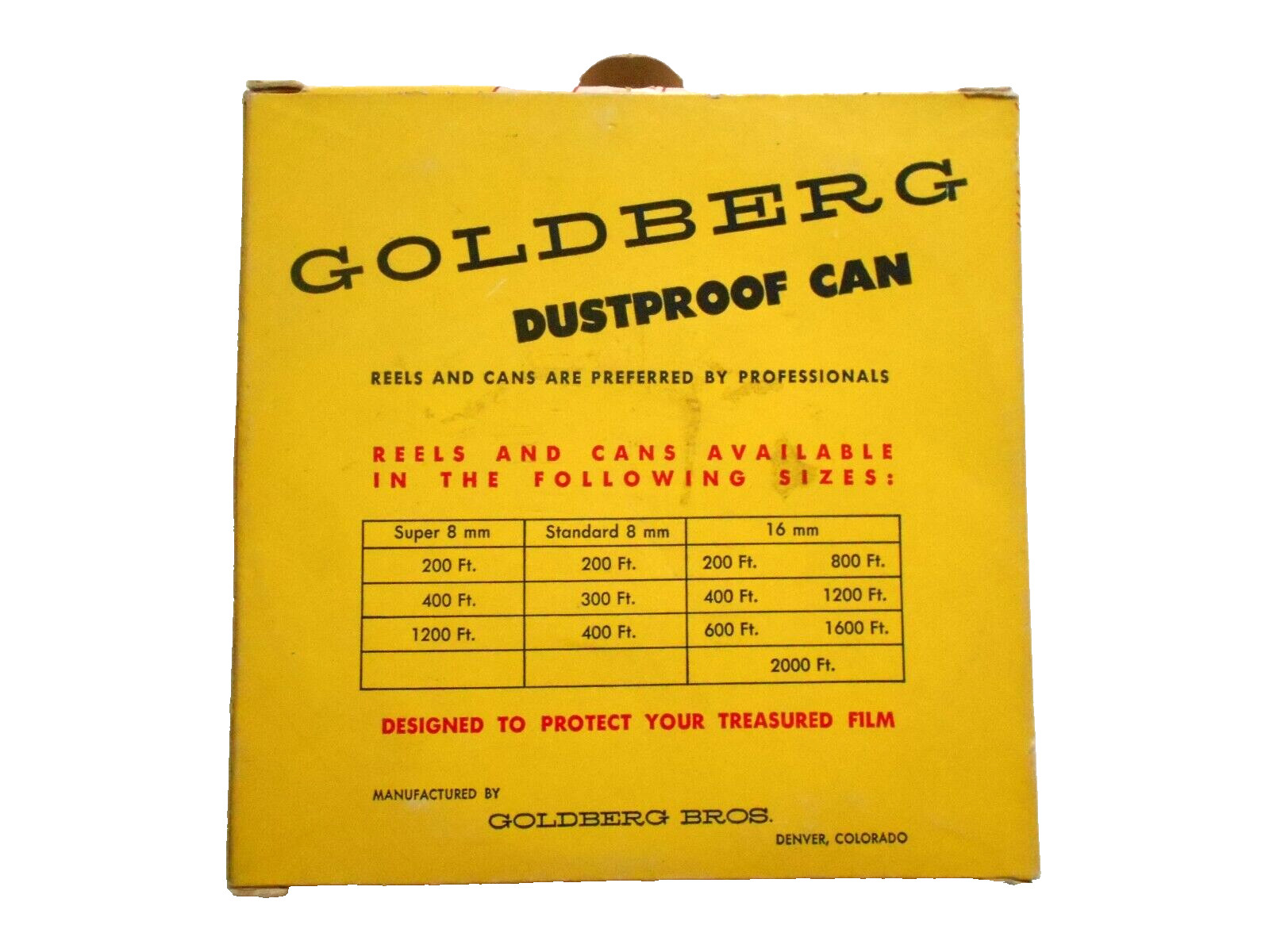 Goldberg Dustproof Can for 300 foot Regular 8 or Super 8mm Reel No. 3C8