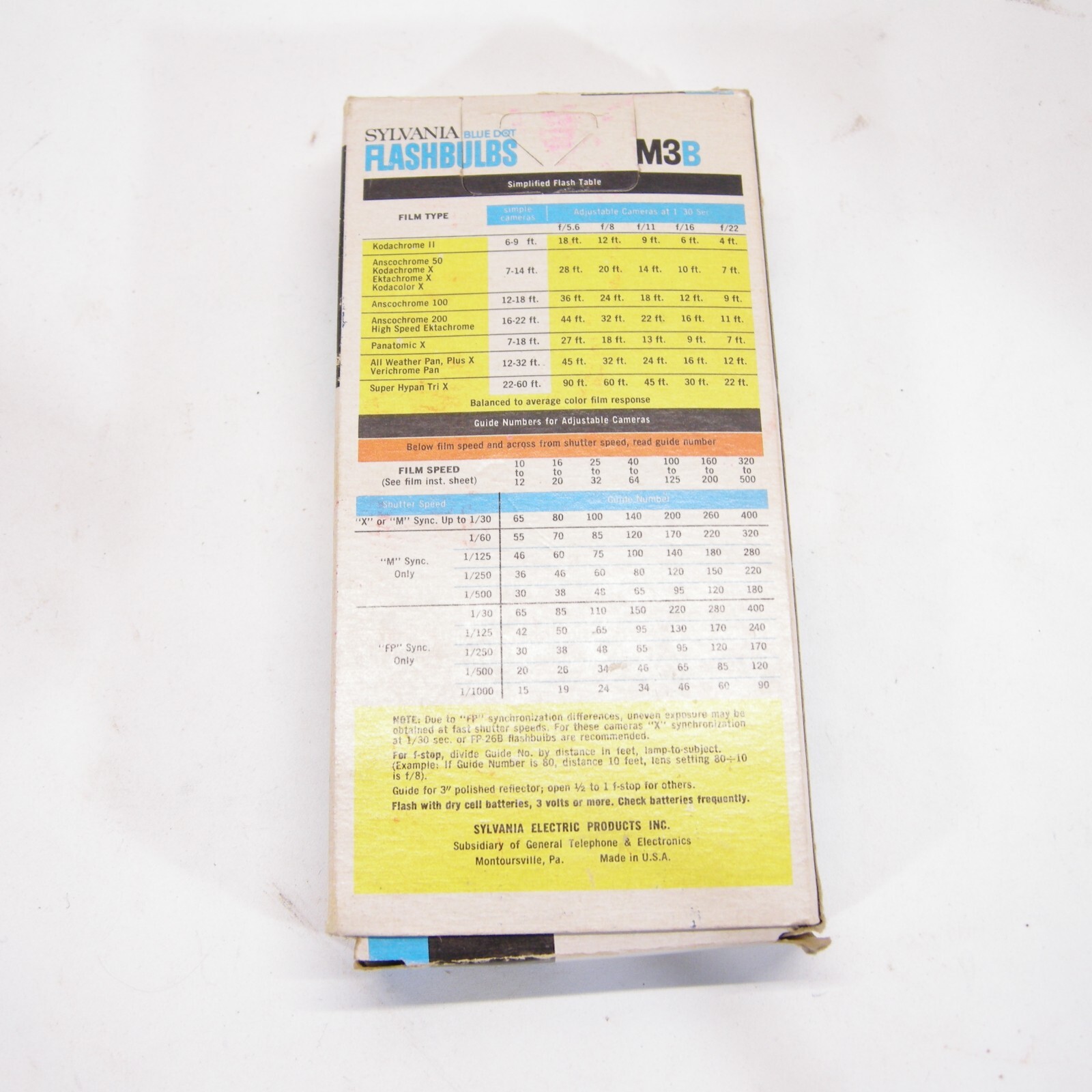 Sylvania Blue Dot Flashbulbs M3B 12-Pack with Original Packaging VINTAGE
