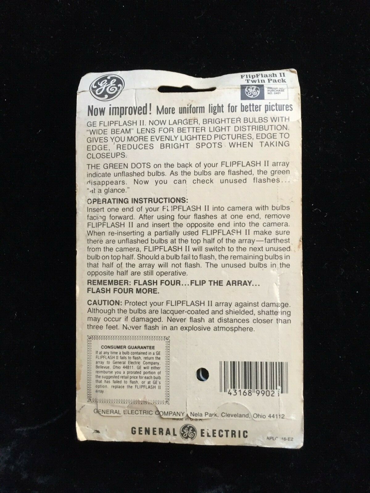 GE Flip Flash II Twin Pack Original Packaging 16 Flashes New Old Stock