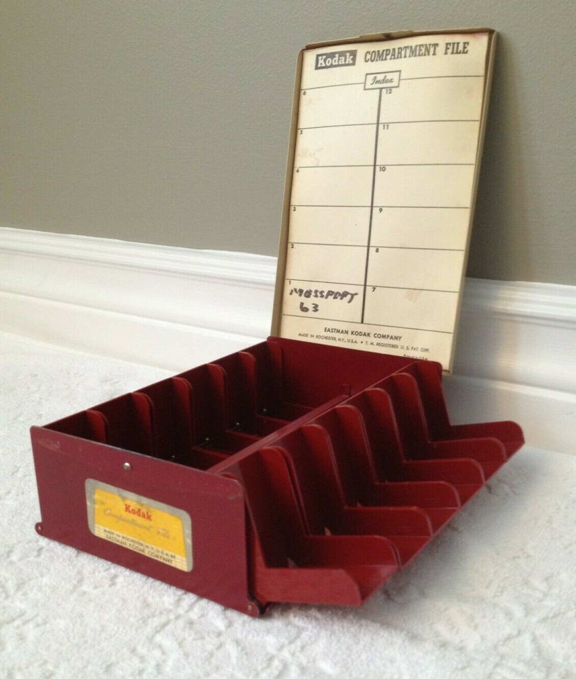 Vintage 1950’s Eastman KODAK Co. Mounted Slides File-Box w Index-Card, Label