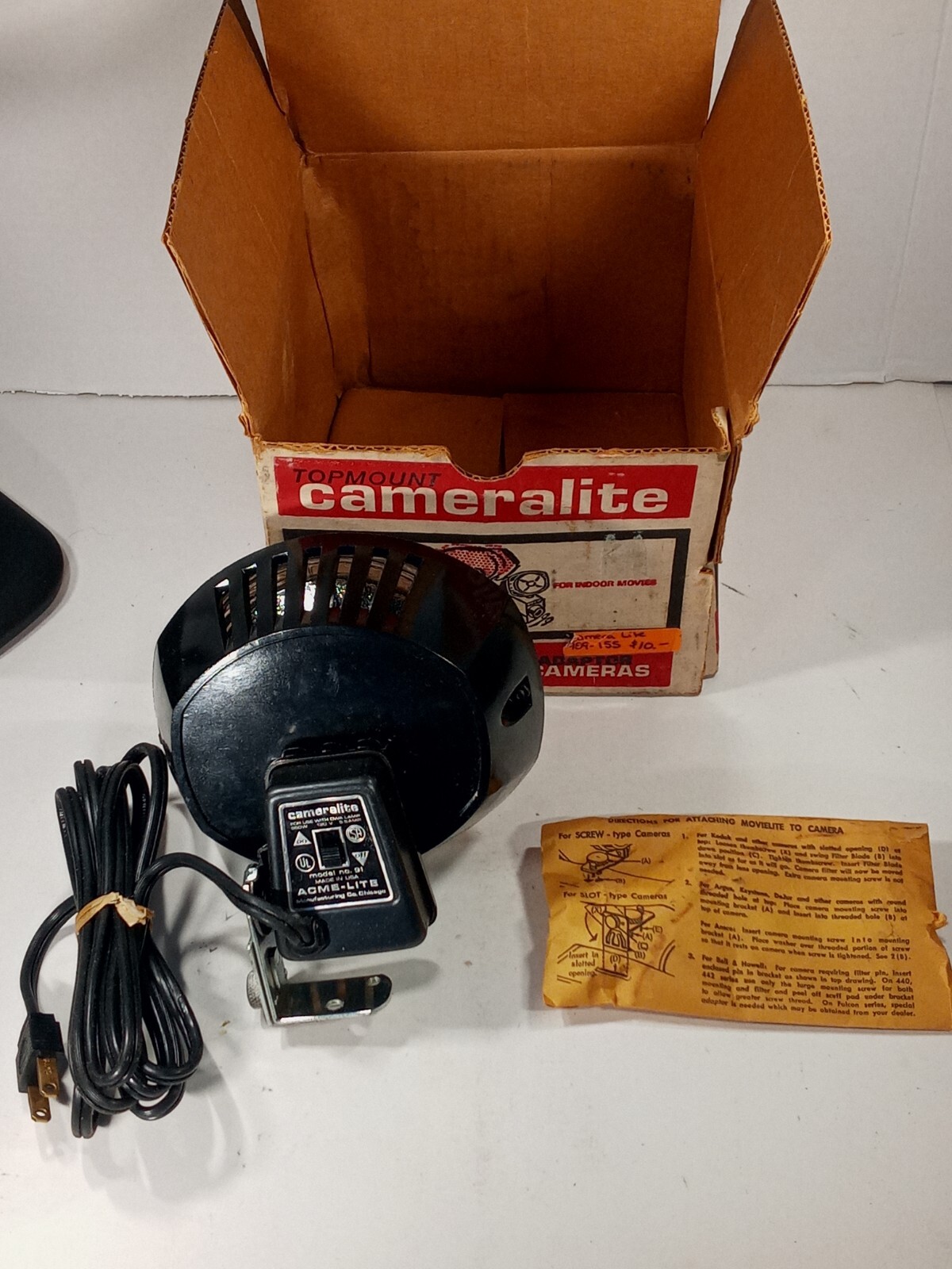 Vintage ACME-LITE TopMount Cameralite in original box! Fits All Super 8 Cameras