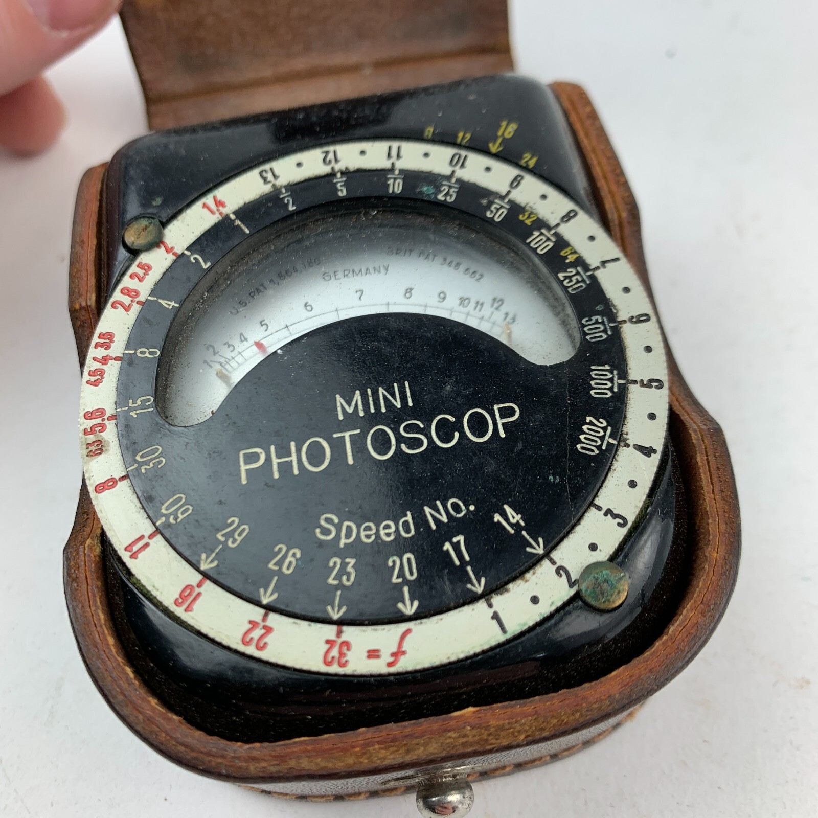 Vintage Mini Photoscop Camera Light Meter Leather Case Made in Germany Untested
