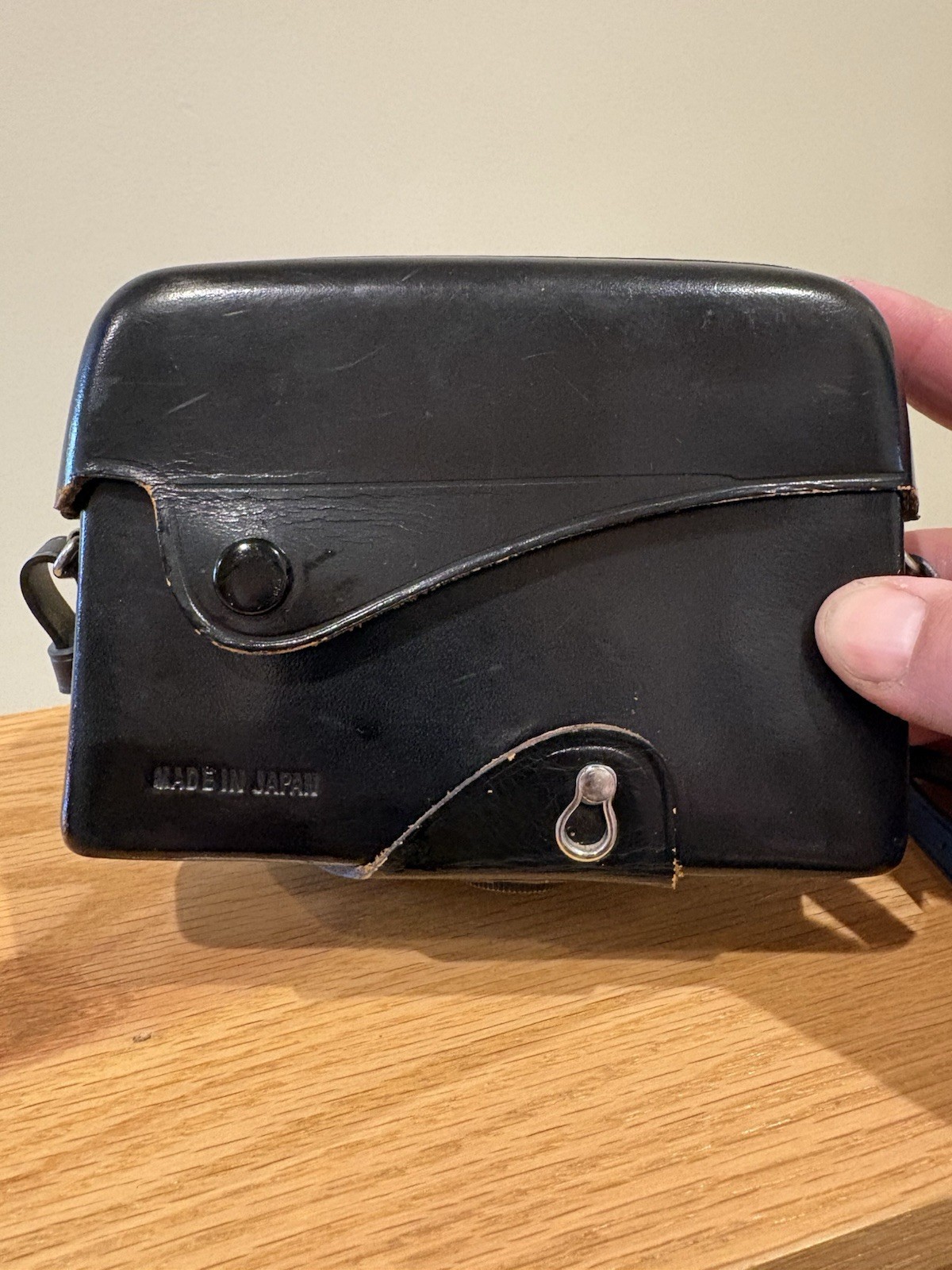 Vintage Minolta Black Leather Camera Case Made in Japan Hard Shell with Strap