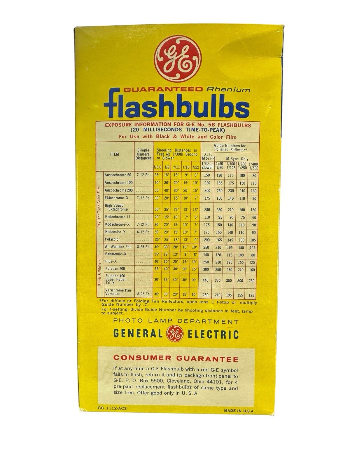 Vintage 1960’s GE 5B Blue Flashbulbs Box of 11 General Electric Kodak Polaroid.