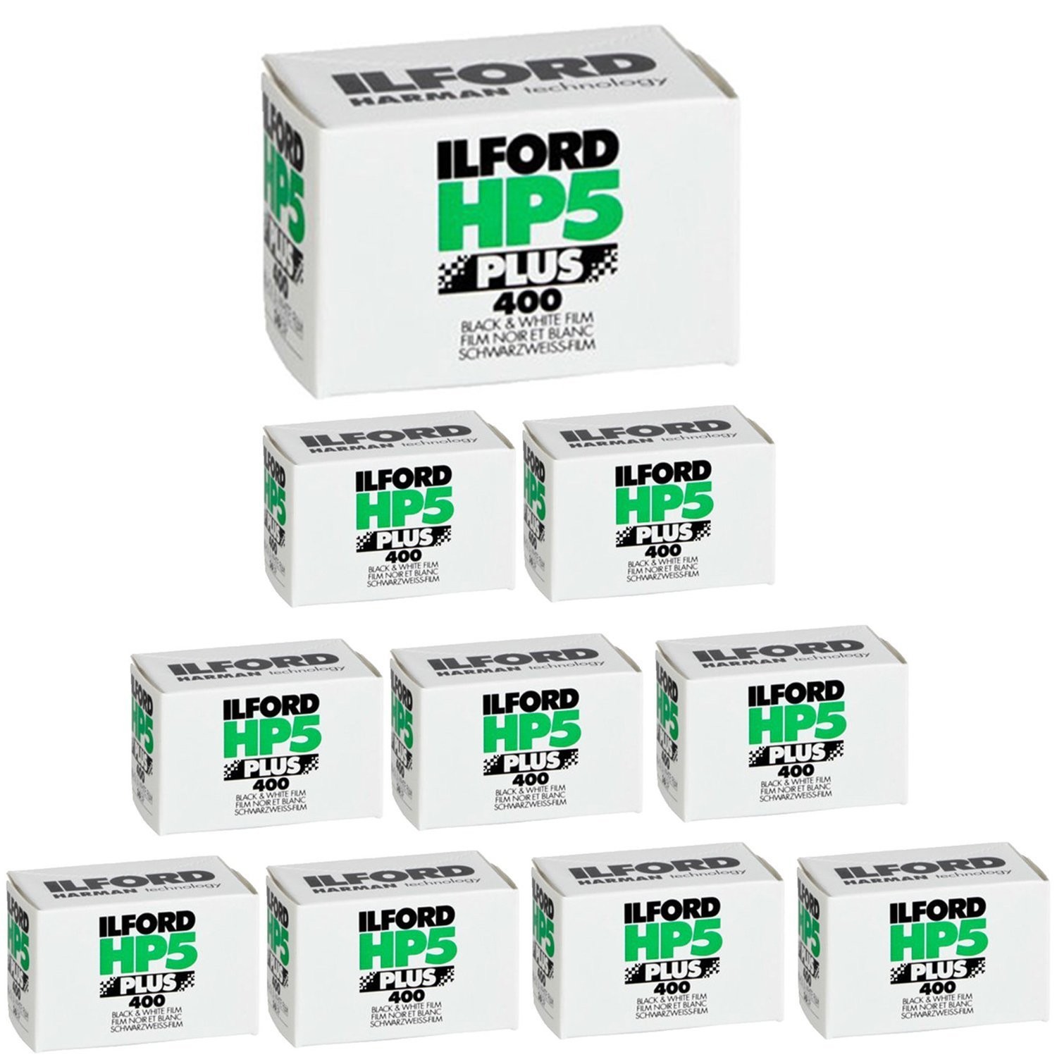 HP5 Plus ISO 400 Black and White 35mm Roll Film (36 Exposures) (10-Pack) Bundle