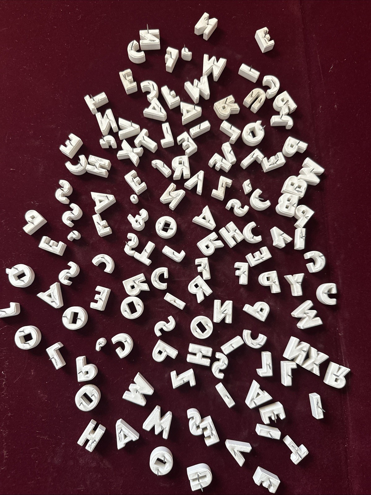 Vtg Mitten’s Movie Titler Ceramic Push Pin Letters ? 1940s Art Deco Lot ~80pc