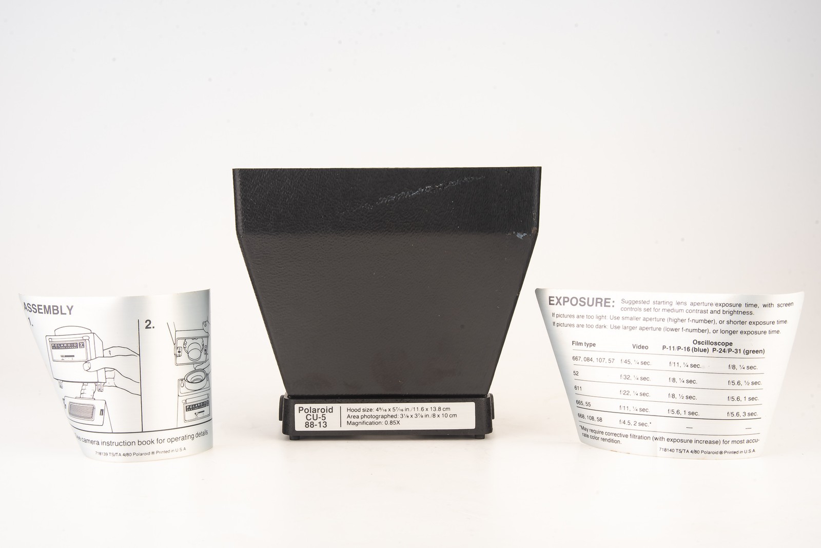 Polaroid CU-5 88-13 1 : 0.85X 13.8×11.6cm Electrophoresis Hood MINT For Gelcam