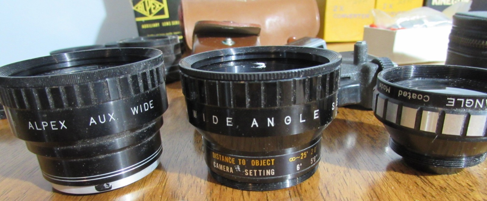 Vintage Camera Accessories Lot Lenses Parts Mixed Alpex Kaligar Kodak Vemar
