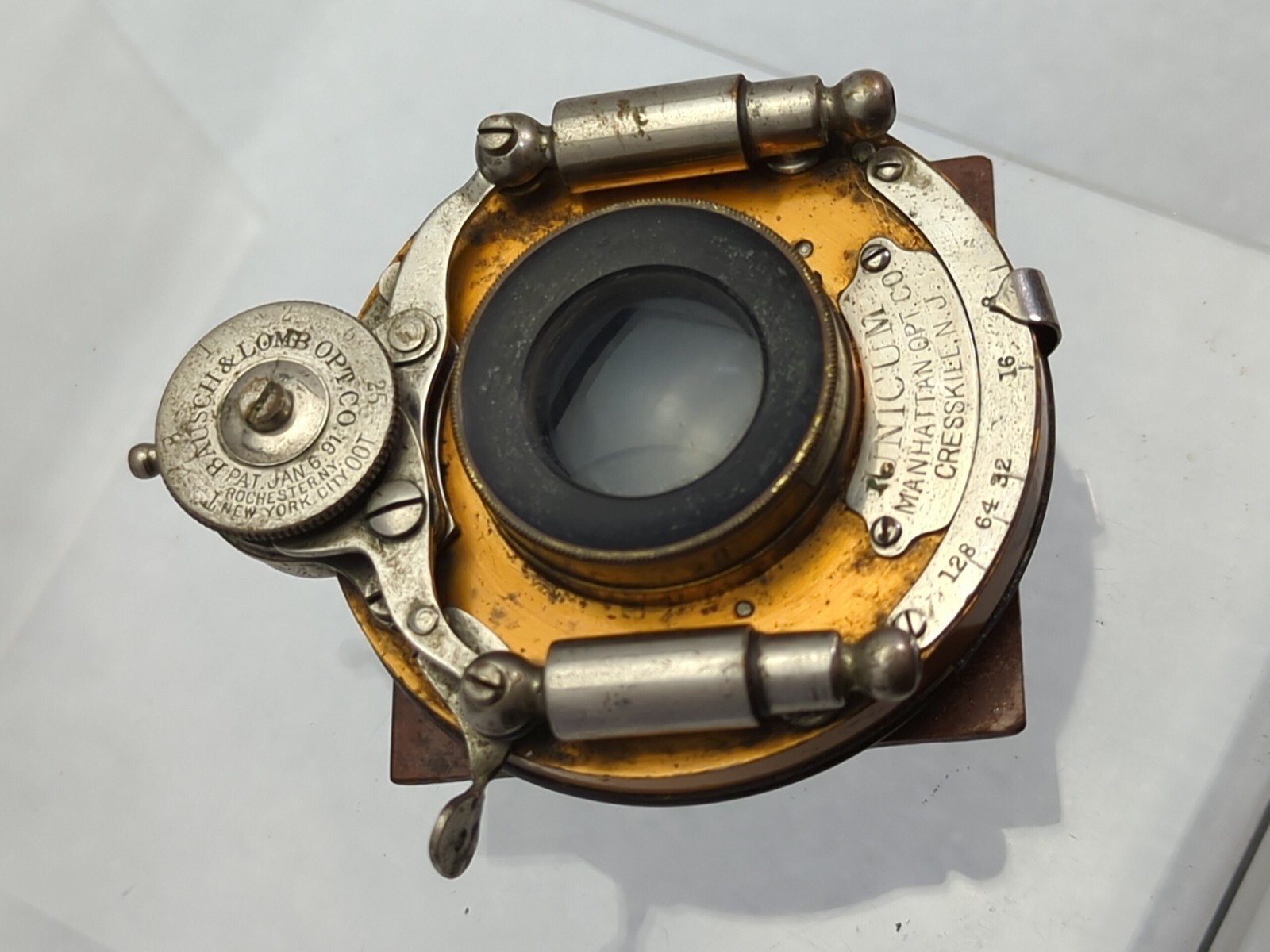 Antique Bausch & Lomb Camera Lens Unicum Brass Pat. Jan 6 1891