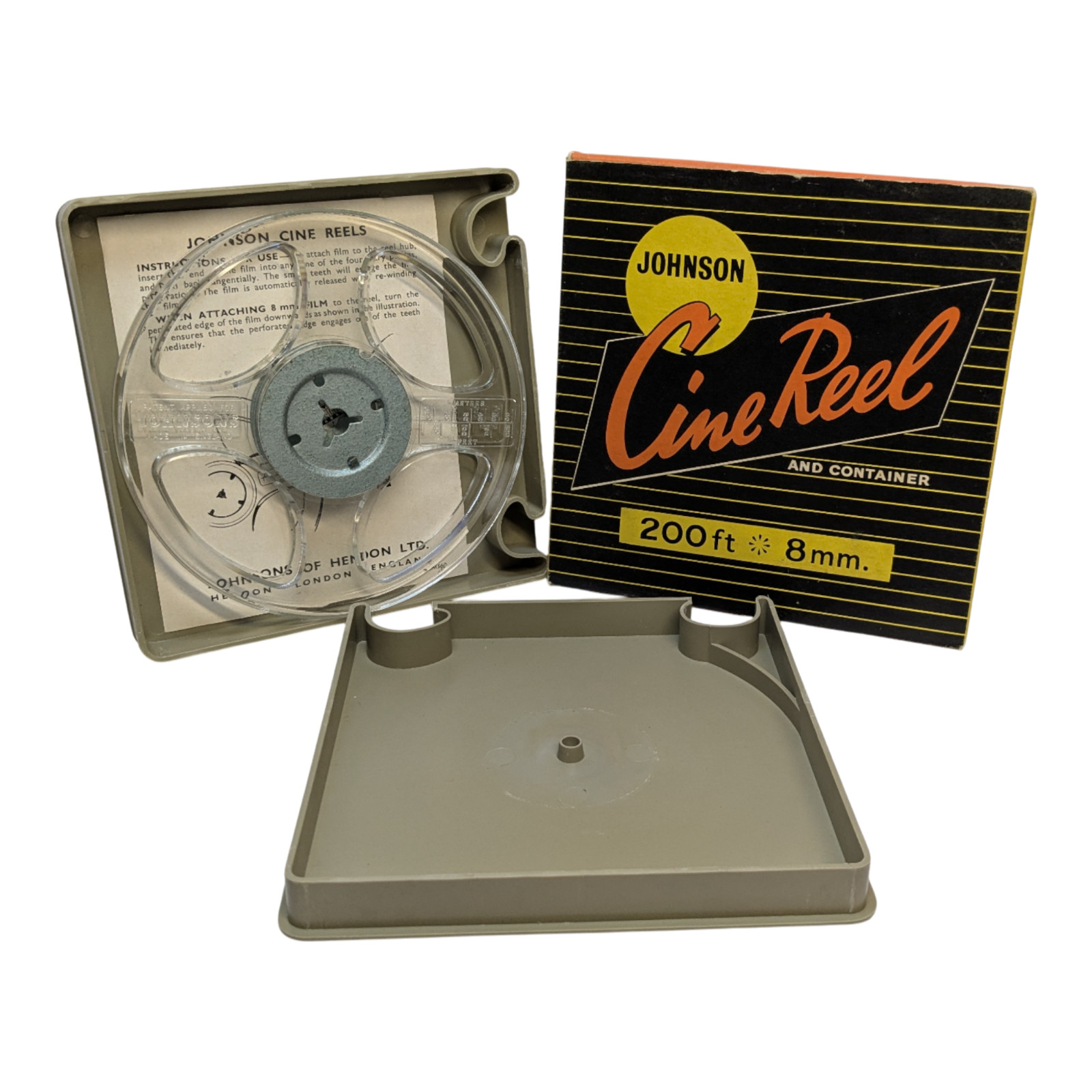 1x 5″ / 200FT 8mm JOHNSON Reel & BOXED Cine Film Reel Empty Take Up Spool