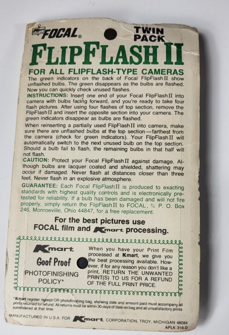 Vintage Unopened Package of Flip Flash II Flash Bars NOS – 16 flashes