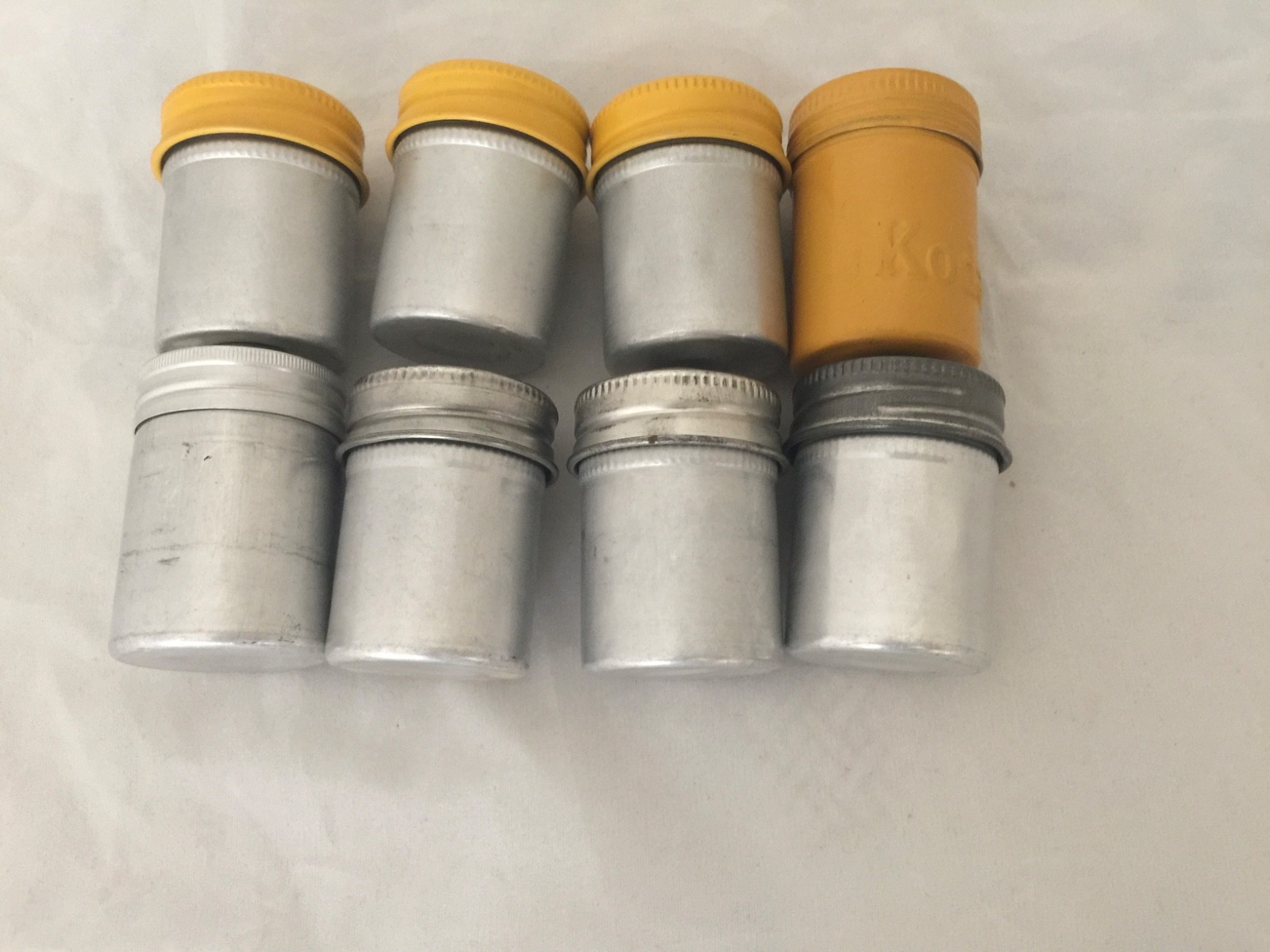 Set 8 aluminum film canisters Vintage