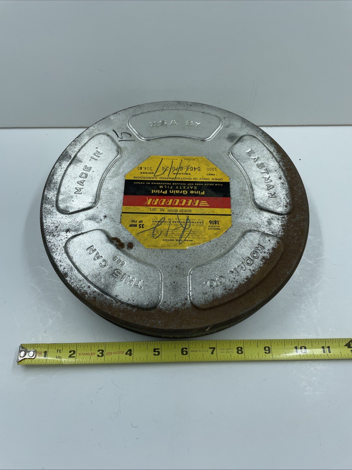2 Vintage Eastman Kodak Co Recordak 35mm Tin Film Canister Cans USA 10”