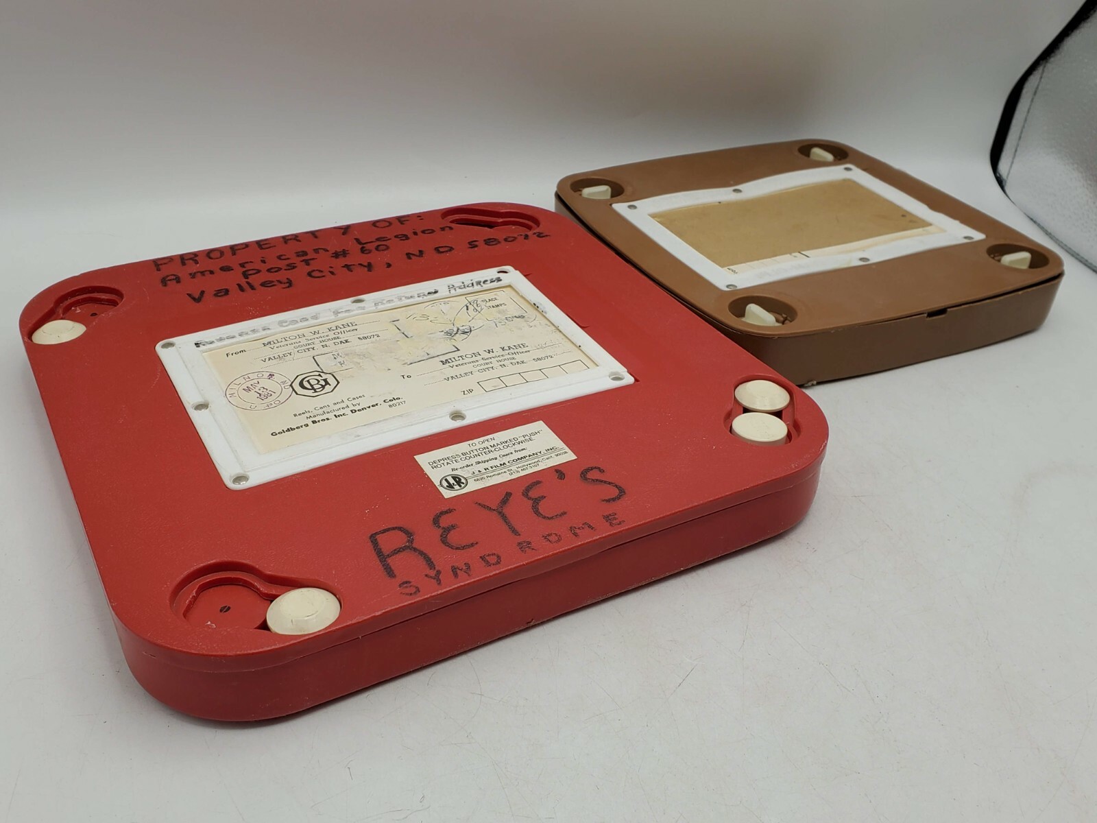 Vintage 16mm Reel Films Reye’s w/ Goldberg Bros Plio Magic Shipping Plastic Box