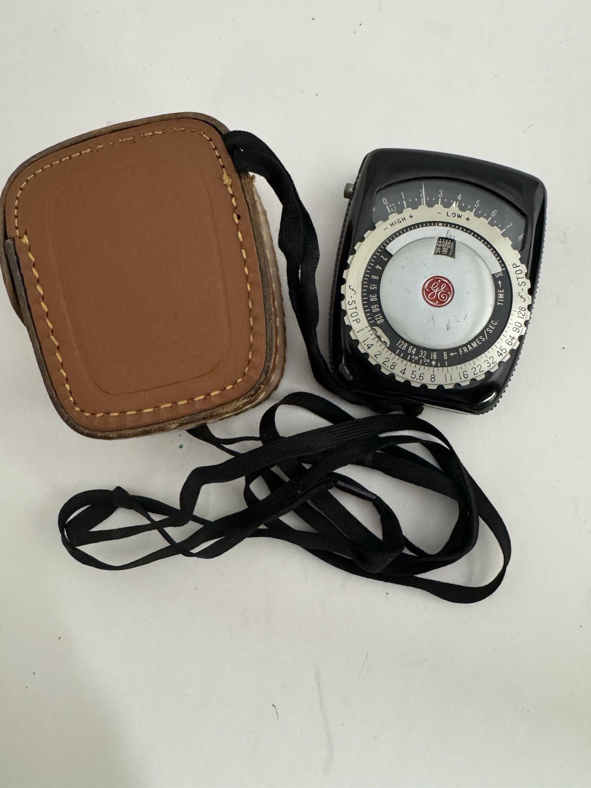 VINTAGE GENERAL ELECTRIC PR-1 CAMERA EXPOSURE LIGHT METER Leather Case EUC