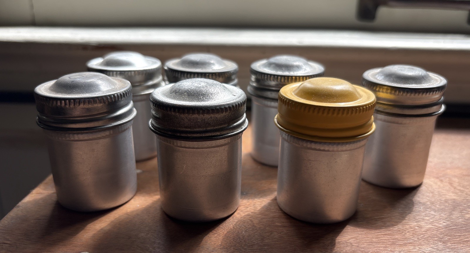 7 Vintage Aluminum Film Canisters Preowned