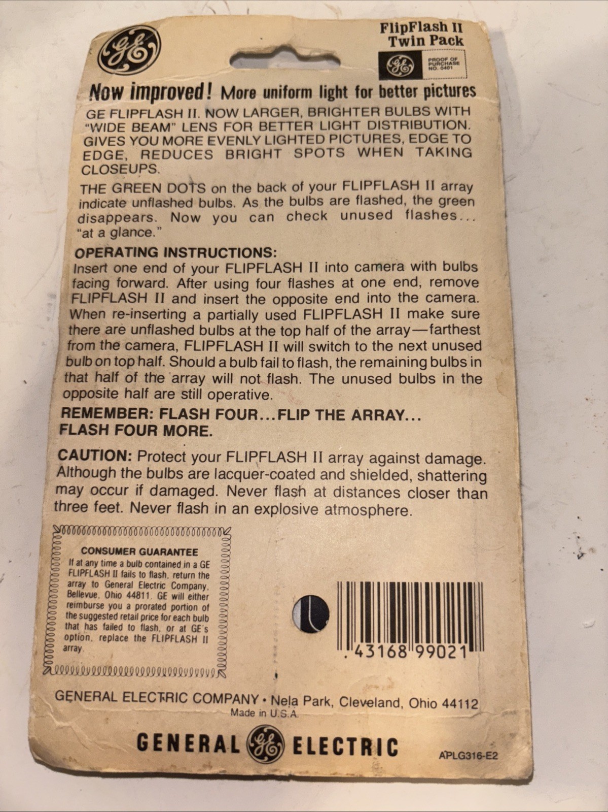 GE Flip Flash II | 2 Bars / 16 Flashes, For FlipFlash Cameras NEW