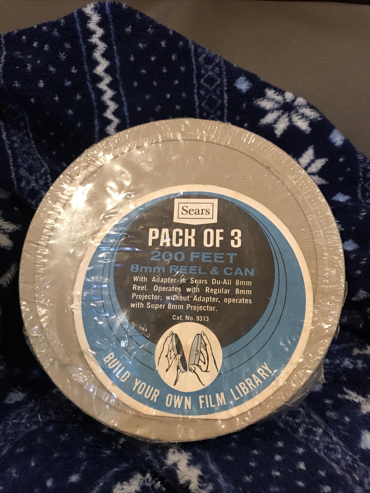 3 VINTAGE SEARS 200 FT 8MM REEL & CAN PAC NIP NOS