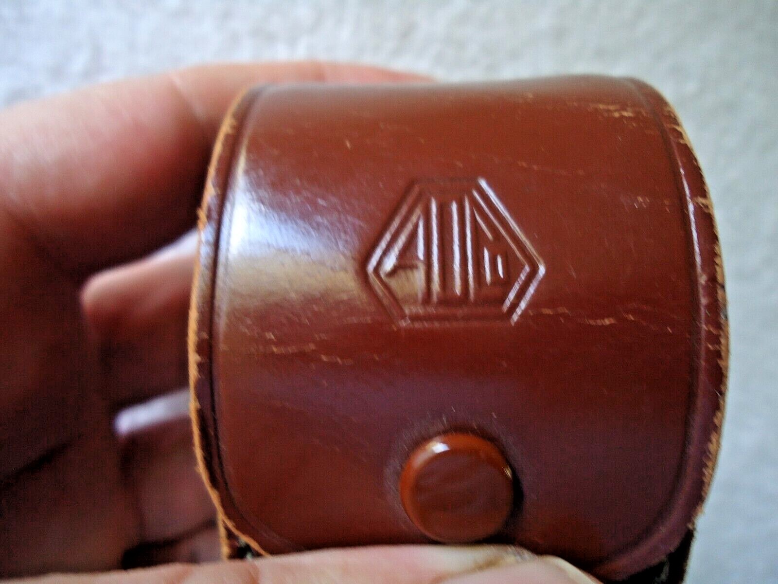 Vintage AO CO.? Leather Camera Lens Holder With a Couple of Lens ” GREAT ITEM “