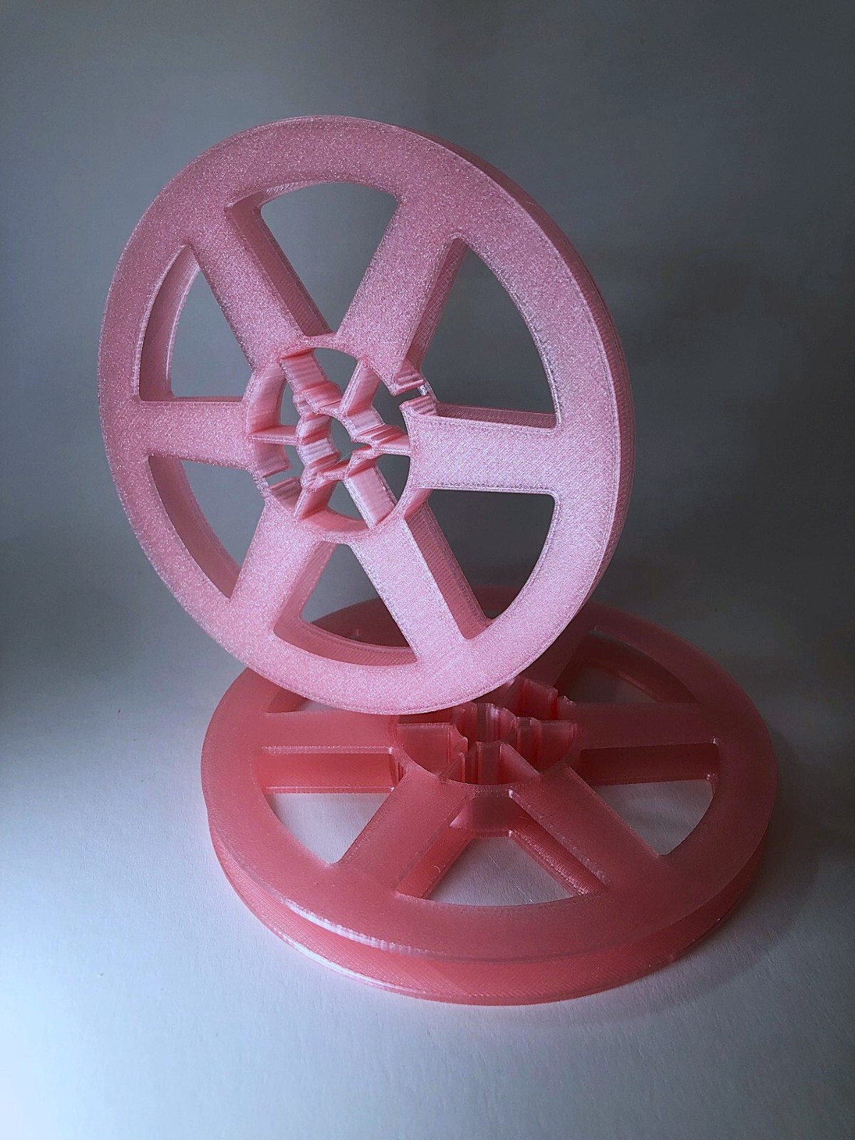 SUPER 8 200 ft. 5″ Beautiful Translucent Pink Plastic Movie Film Reels – 2-pack