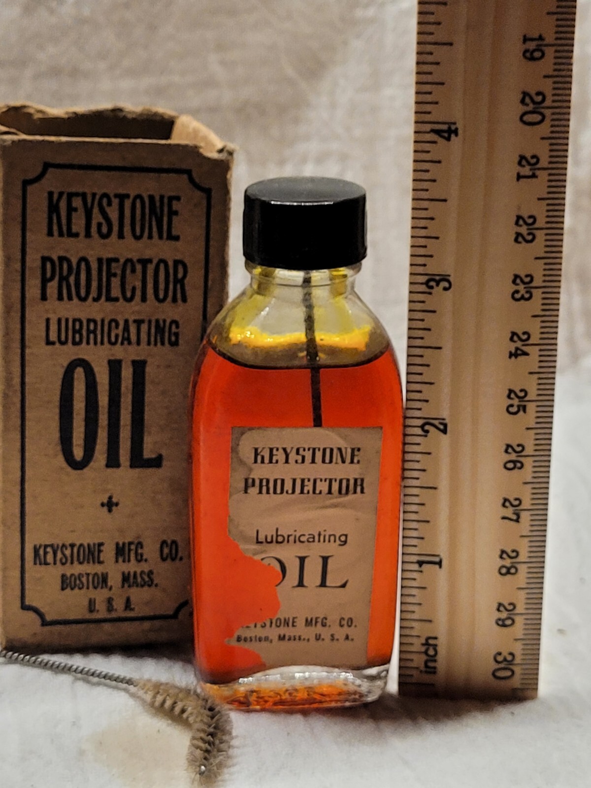 Old Keystone Projector Lubricating Oil in the Original Bottle & Box Boston Mass