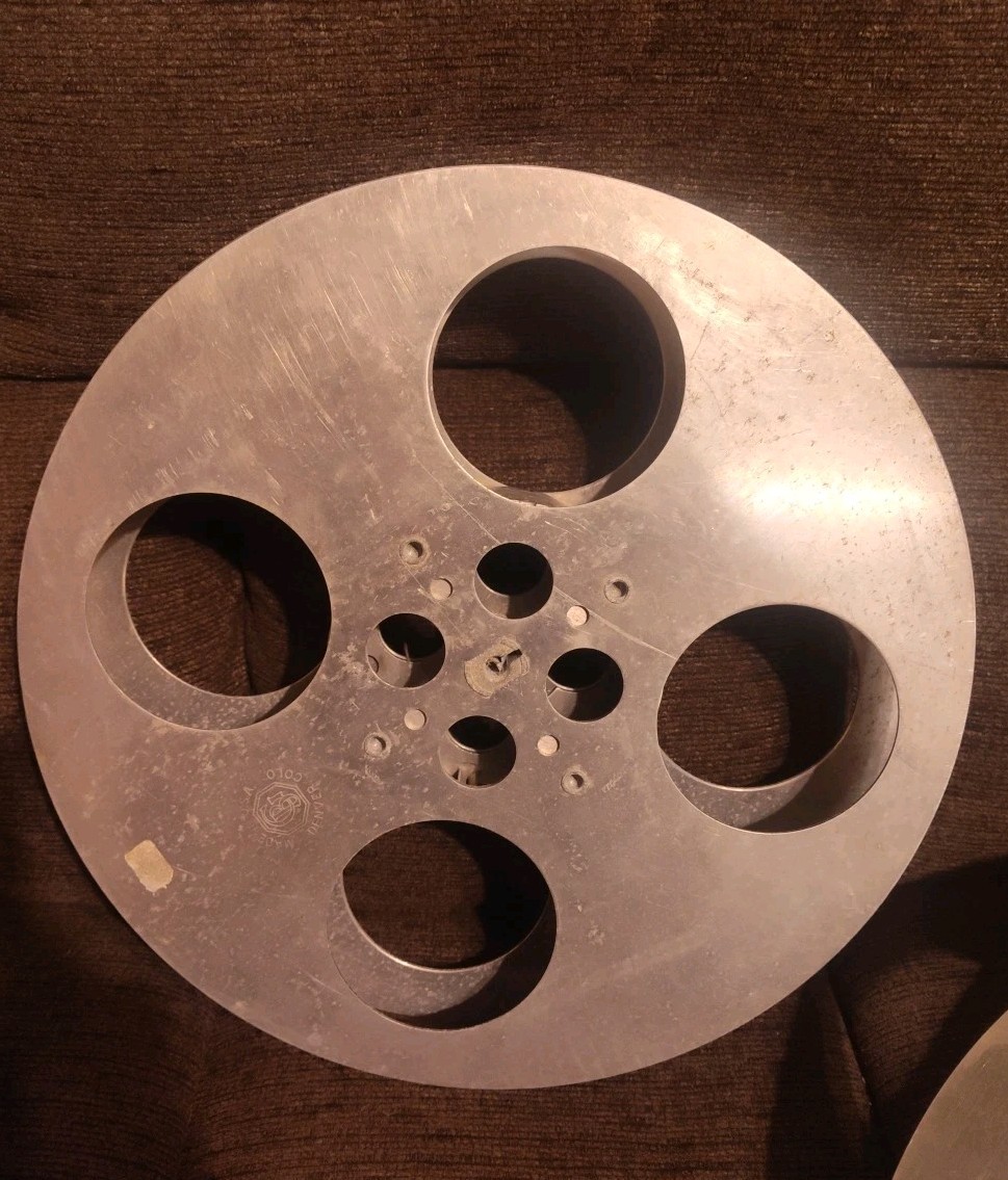 Lot Of 2 35MM Aluminum Goldberg Brothers Bros Film Reels 13 3/4″ Dia. Fixed HUB