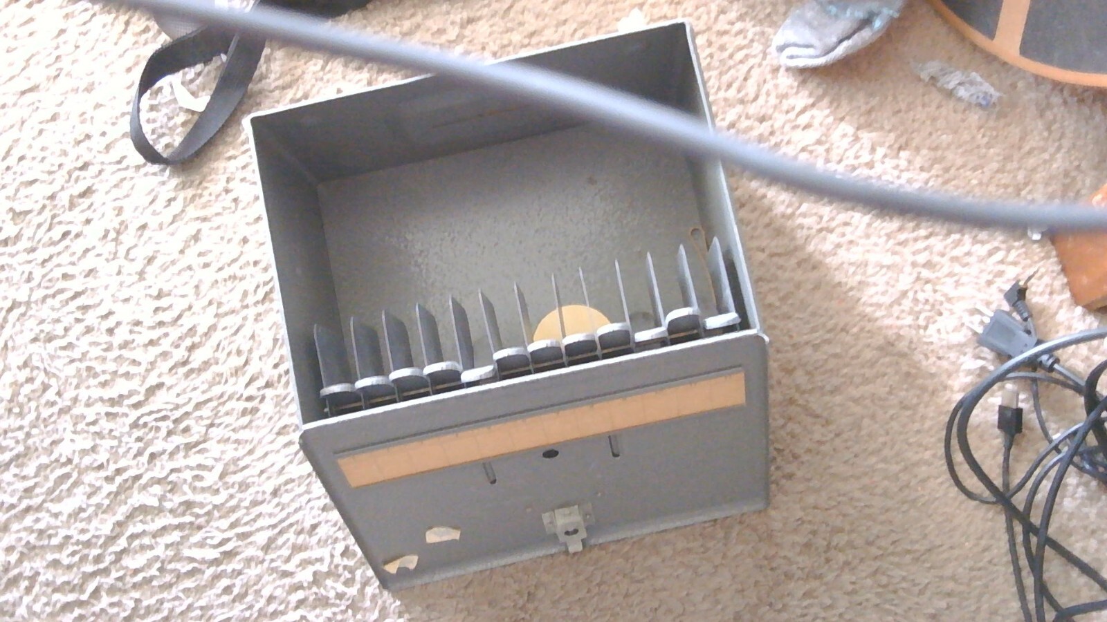 Vtg Brumberger 8 mm metal reel holder case storage bin 1950 mid century