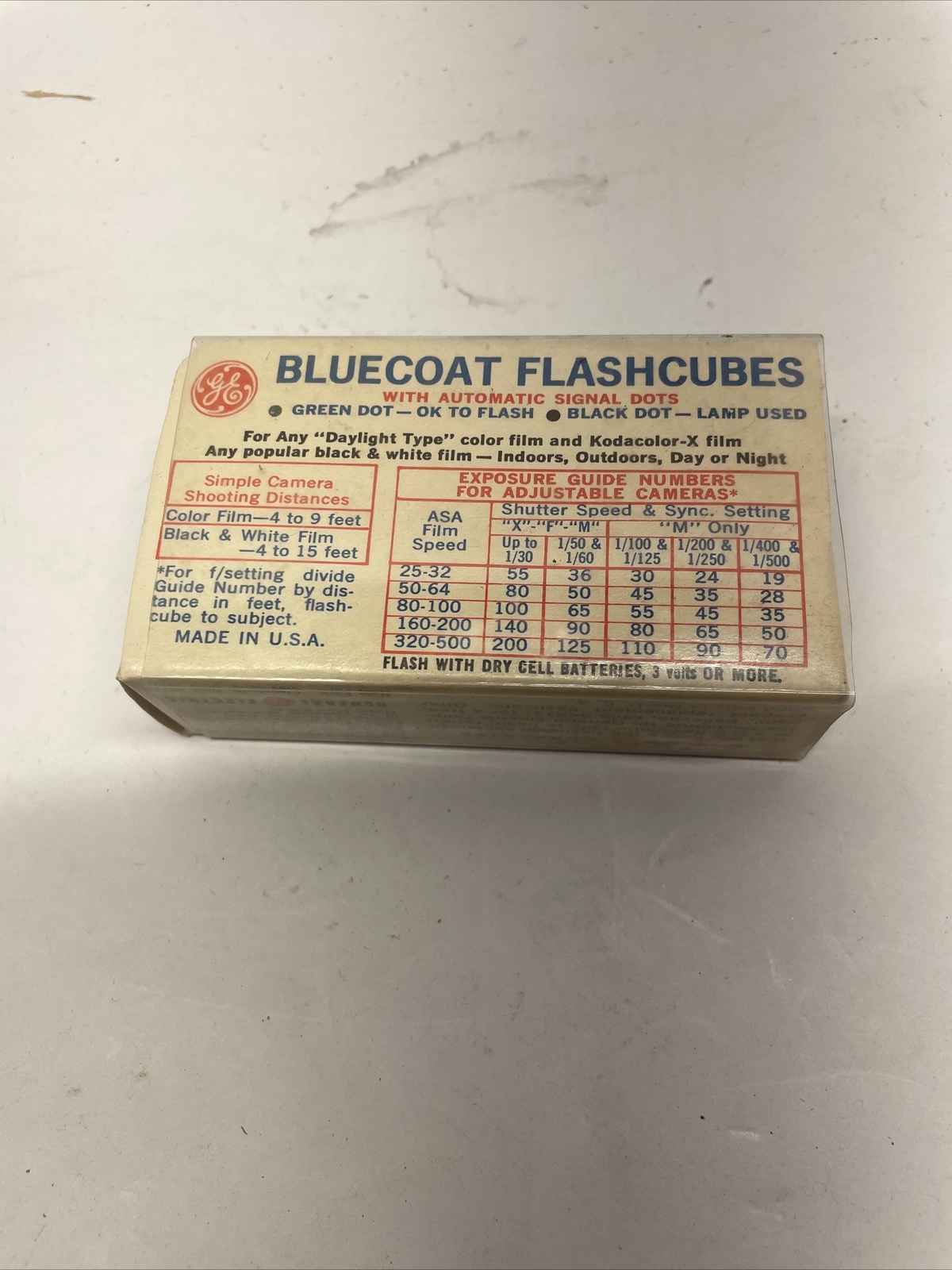 Vintage Blue Coat Blue Dot Flash Cubes GE Sylvania Camera Photography
