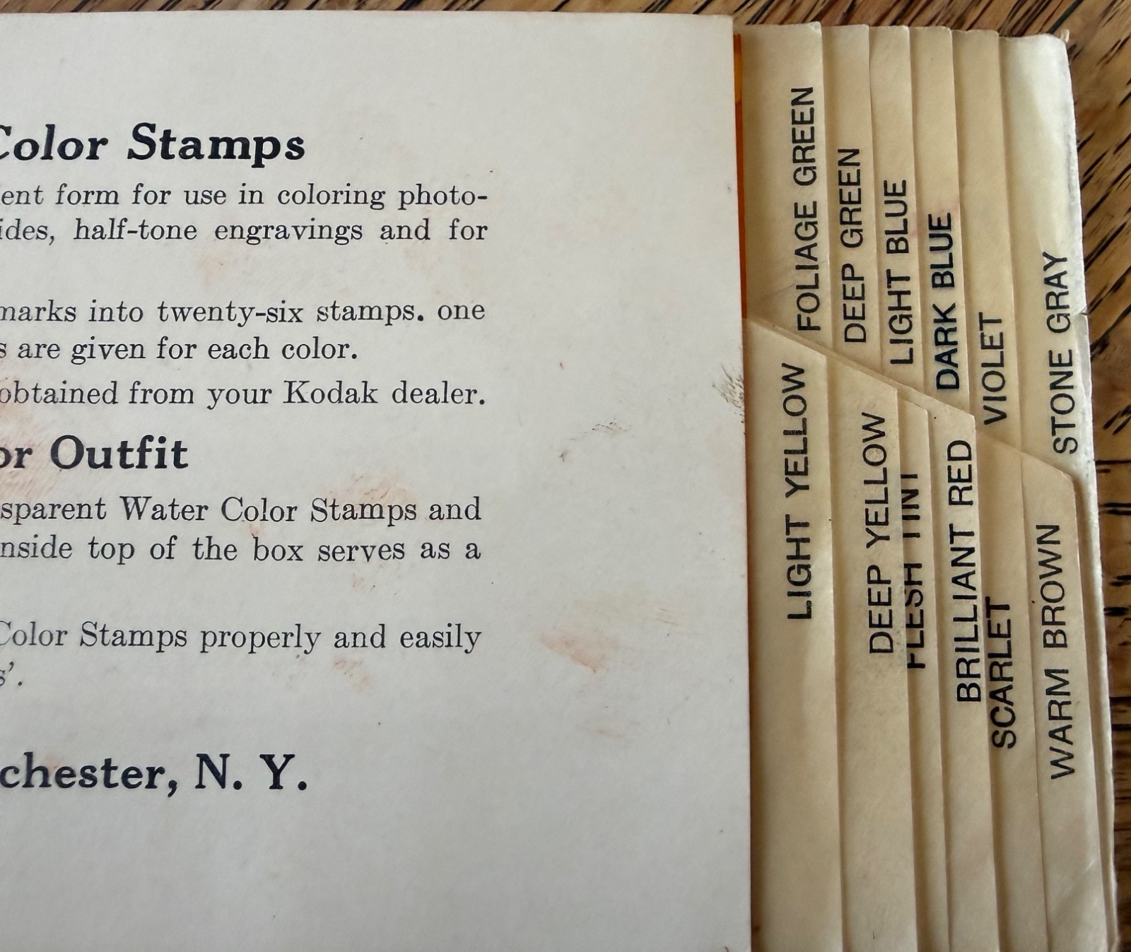 1920’s Velox Transparent WATER COLOR Stamps EASTMAN KODAK Co Color Photos