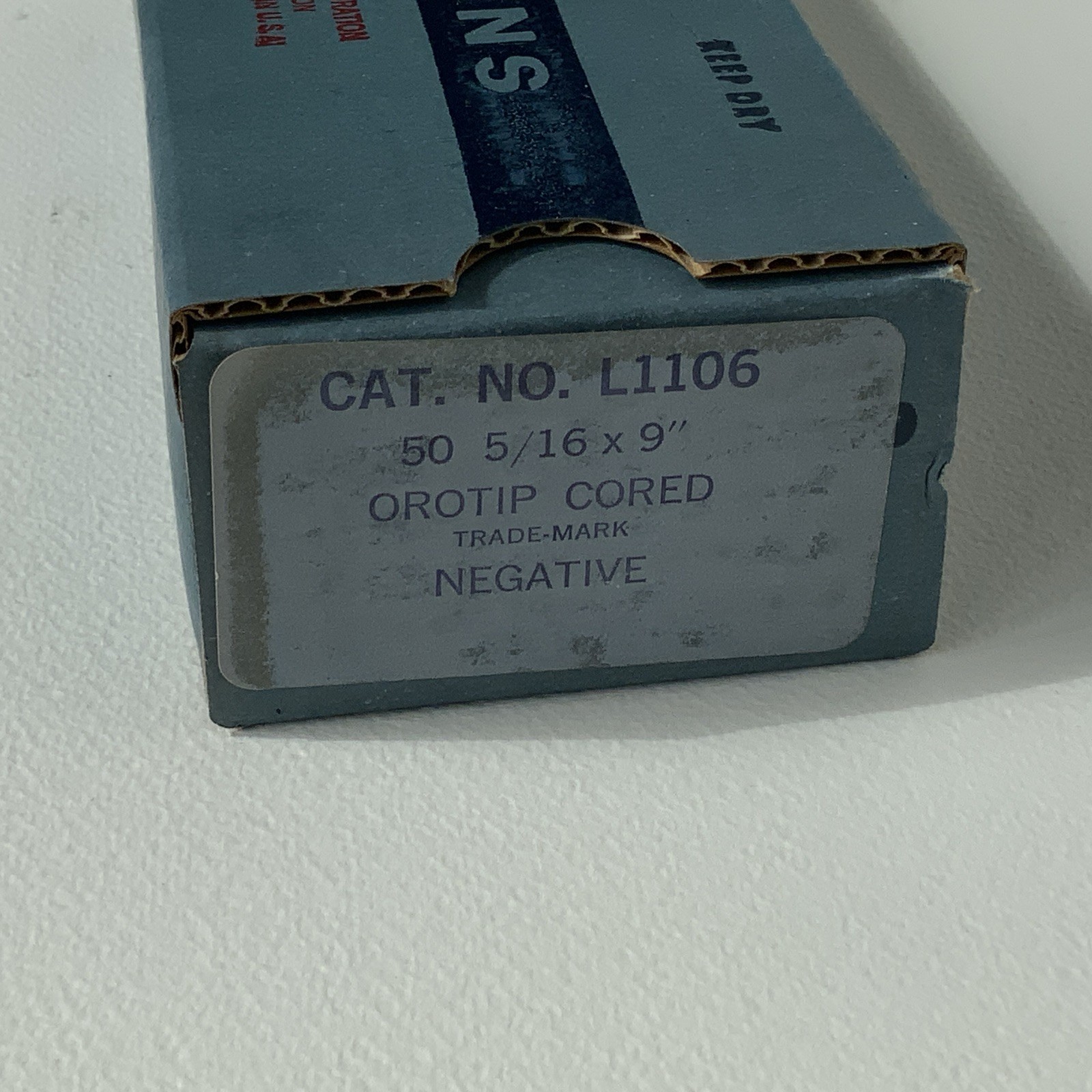 UCAR CARBON ARC RODS- 1 BOX of 50 5/16 X 9” negative orotip cored L1106